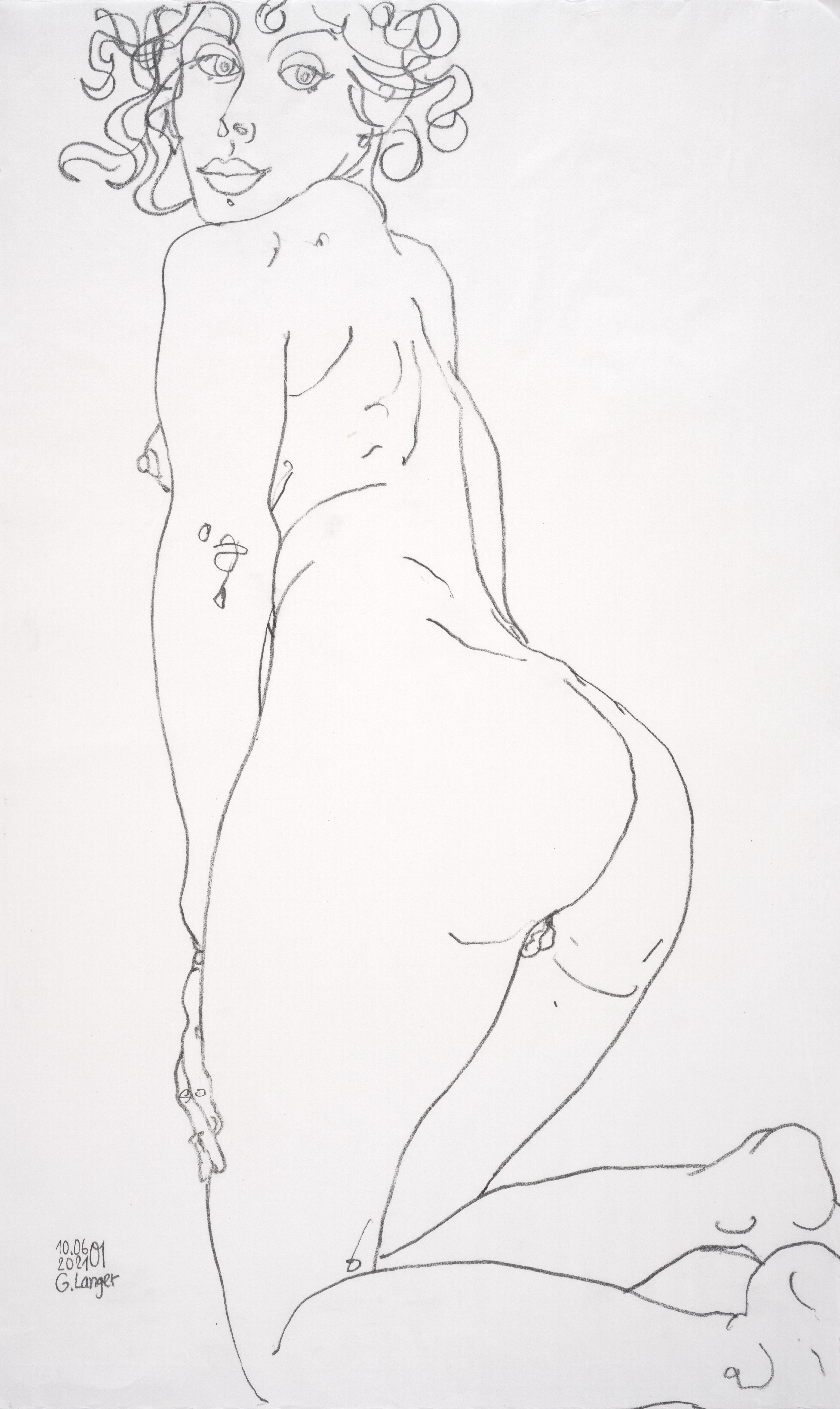 Gunter Langer, 2021, Zeichnung, Chinapapier, 97 x 59 cm